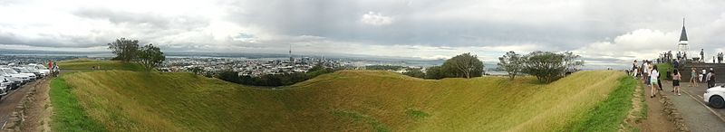 The crater of Maungawhau, near Auckland, New Zealand. [Source](https://commons.wikimedia.org/wiki/File:Mt._Eden_Panorama_December_2012.jpg)