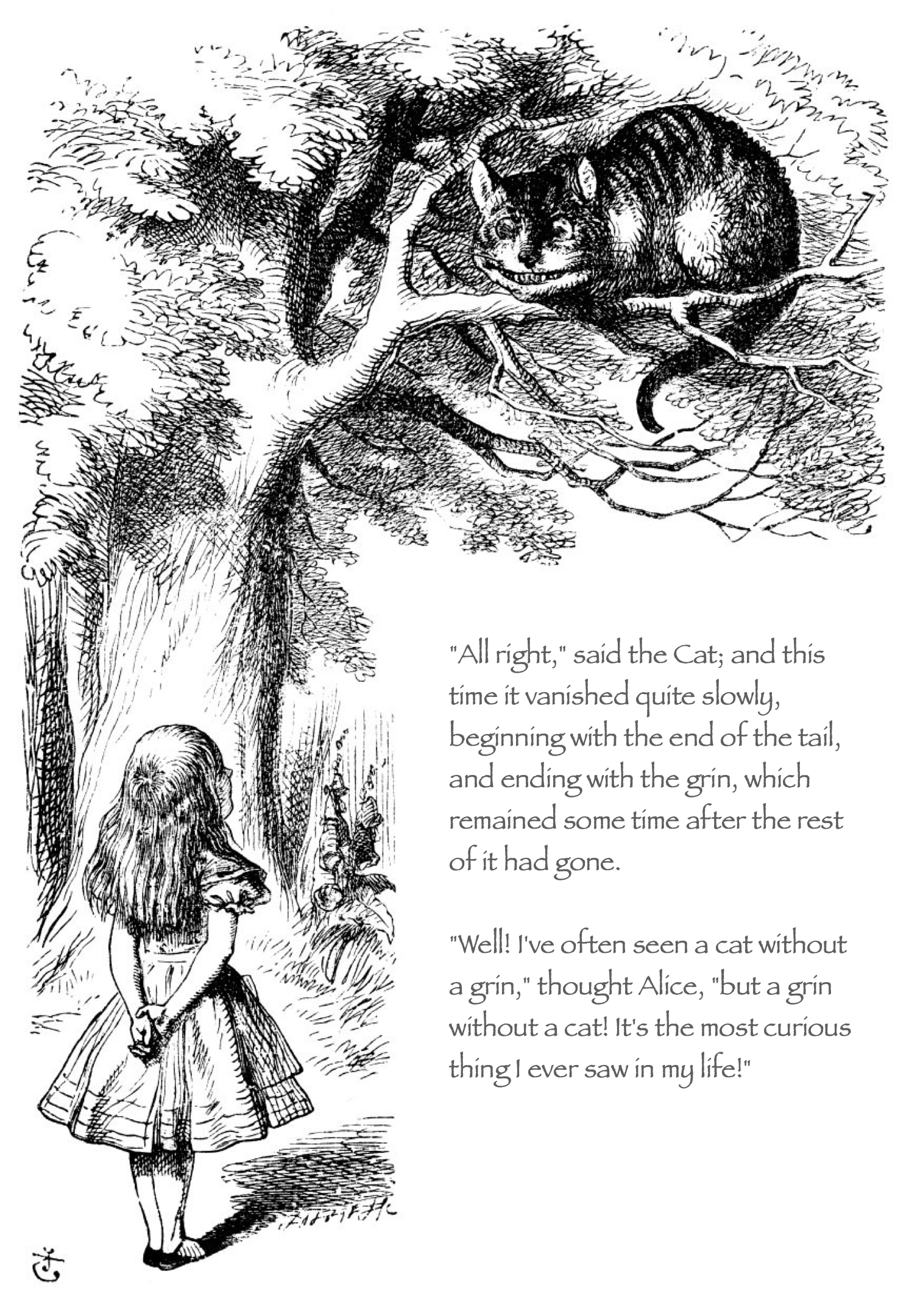 Vanishing $h$ in the form of the Chesire Cat from *Alice in Wonderland*.