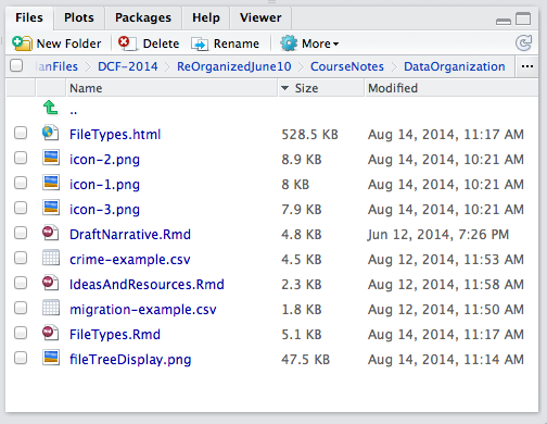 Filenames and their file path shown in the Files tab in RStudio. Only part of the path is shown: the folders closest to the files.
