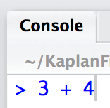 The console tab showing a command composed but not yet entered.